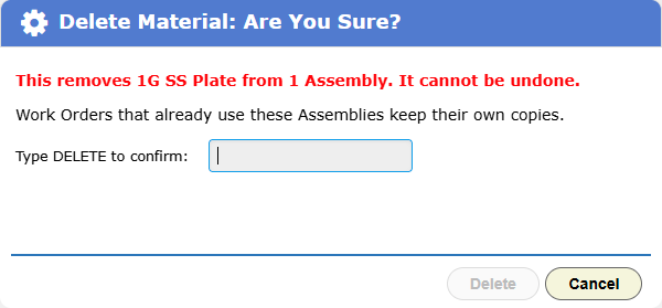 The second delete warning, which asks you to type DELETE to confirm