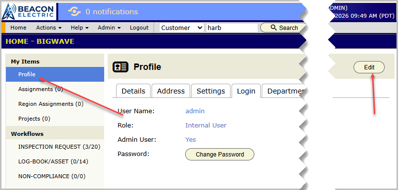 The My Profile panel